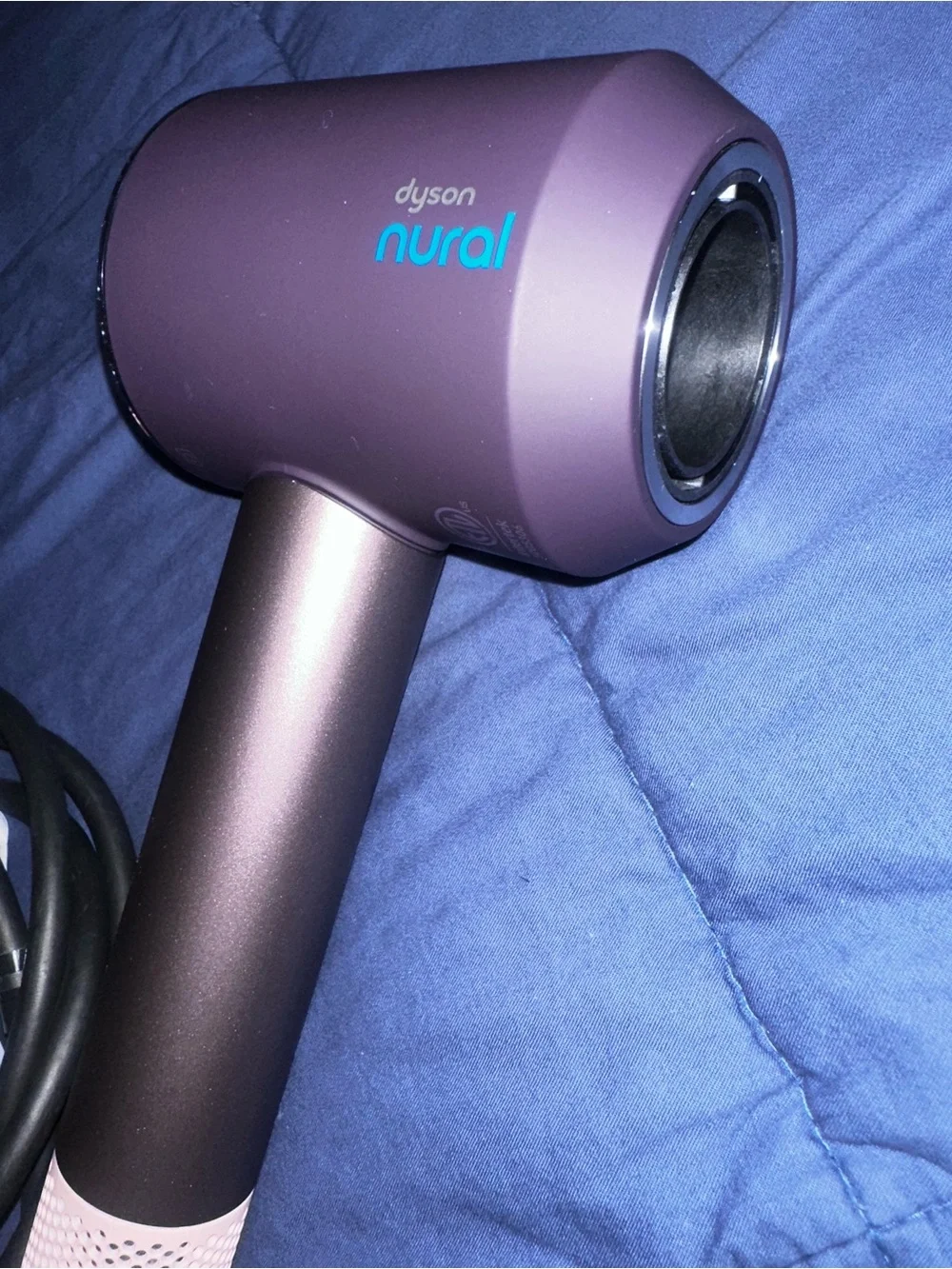 Dyson hair dryer and magnetic attachments - purple and black